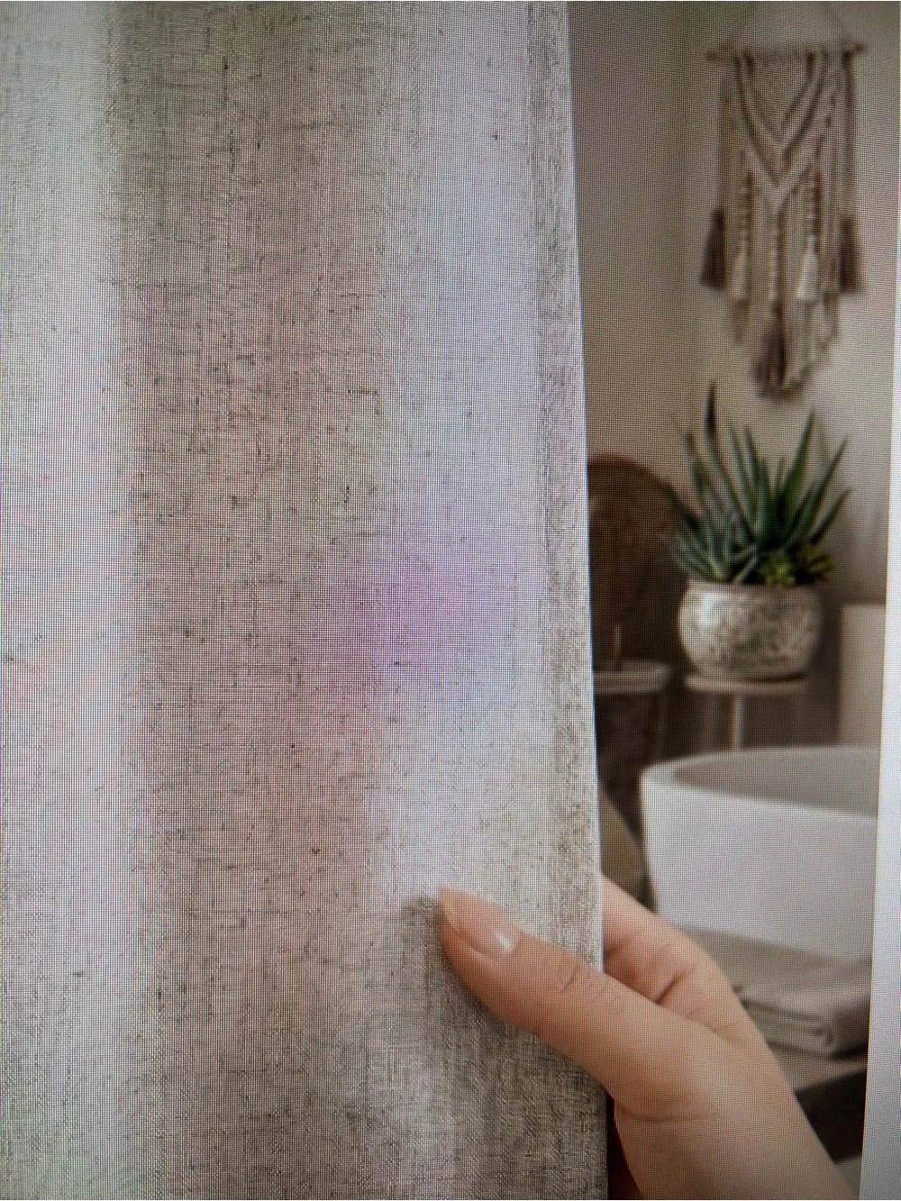 Natural Linen Shower Curtain - Farmhouse Bathroom Decor Soft Sand color